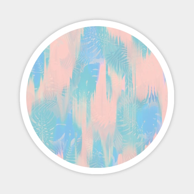 Tropical Rain / Abstract Exotic Leaves, Pastel Colors Magnet by matise